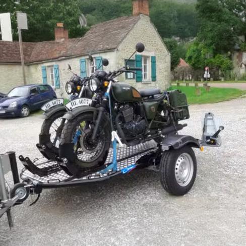 Remorque porte-moto abaissable et pliable 2 motos Cochet noir