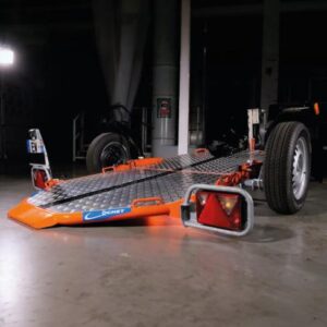 Remorque porte-moto abaissable et pliable orange 600kg Cochet